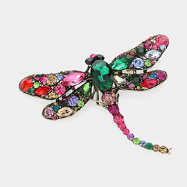 Stone Embellished Dragonfly Pin Brooch