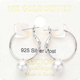 14K Gold Dipped Pearl Dangle Earrings