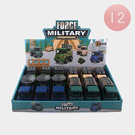 12PCS - Force Military Pull Back Function Truck Toys