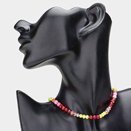 Semi Precious Faceted Beaded Choker Necklace