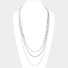 Multi Metal Chain Layered Long Necklace