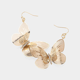 Brass Metal Cutout Butterfly Dangle Earrings