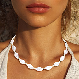 Textured Irregular Oval Pearl Toggle Necklace