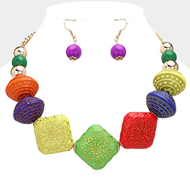 Oversized Ethnic Ornament Beaded Statement Necklace