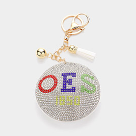 Bling Studded OES 1850 Message Round Keychain