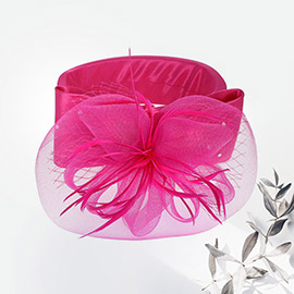 Flower Bow Feather Mesh Pointed Fascinator / Hat