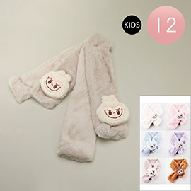 12PCS - Kids Fuzzy Plush Monster Bunny Character Accent Winter Wrap Scarves