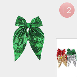 12PCS - Oversized Sequin Holiday Bow Hair Clips