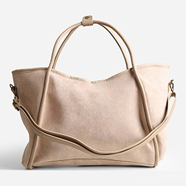 Faux Suede Plain Shoulder Bag