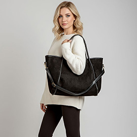 Faux Suede Plain Shoulder Bag