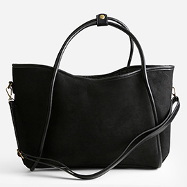 Faux Suede Plain Shoulder Bag