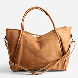Faux Suede Plain Shoulder Bag