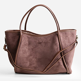 Faux Suede Plain Shoulder Bag