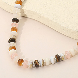Chunky Multicolor Resin Flat Disc Beaded Necklace