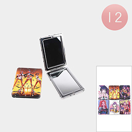 12PCS - Huntrix Anime Theme Printed Cosmetic Mirrors