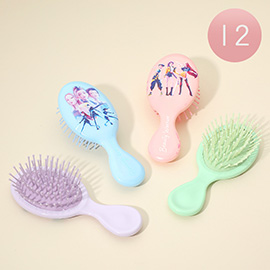 12PCS - Kids Huntrix Anime Character Printed Hair Brushes