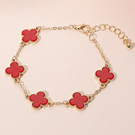 Gold Dipped Quatrefoil Link Chain Bracelet