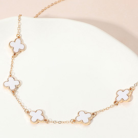 Gold Dipped Quatrefoil Link Chain Necklace