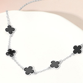 Silver Dipped Quatrefoil Link Chain Necklace