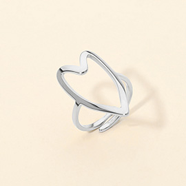 SECRET BOX_Stainless Steel Open Heart Accent Adjustable Ring