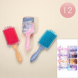 12PCS - Floating Glitter Kpop Demon Hunters HUNTRIX Character Printed Detangling Hair Brushes
