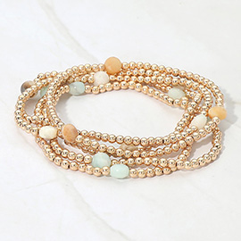 5PCS - Faceted Disc Beaded Stretch Multi Layered Bracelets