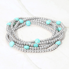 5PCS - Faceted Disc Beaded Stretch Multi Layered Bracelets