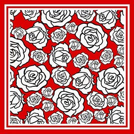 Floral Rose Pattern Printed Square Silky Satin Bandana Scarf