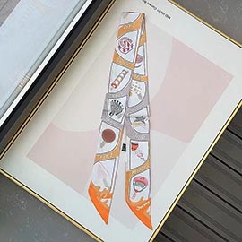 Graphic Icon Print Silky Twilly Skinny Scarf