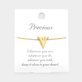 -V- Metal Monogram Pendant Necklace