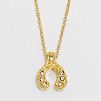 Crystal Pave Wishbone Pendant Necklace