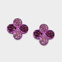 Crystal clover stud earrings