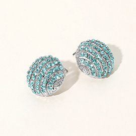 Rhinestone Embellished Round Stud Evening Earrings