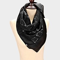 Metallic thread embellished silk square scarf