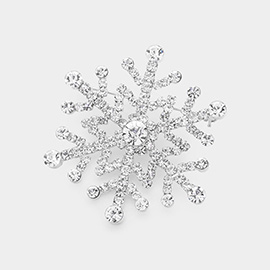 Crystal Pave Snowflake Pin Brooch