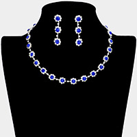 Floral Crystal Rhinestone Collar Necklace