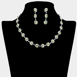 Floral Crystal Rhinestone Collar Necklace