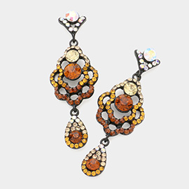 Floral Bubble Stone Dangle Evening Earrings