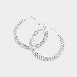 Crystal Rhinestone 1.6 Inch Hoop Earrings