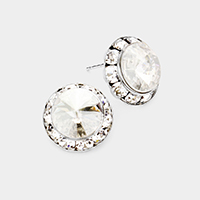 Rivoli Cut Genuine Crystal Round Stud Earrings