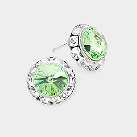 Rivoli Cut Genuine Crystal Round Stud Earrings