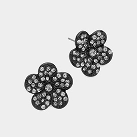 Rhinestone Pave Flower Stud Earrings