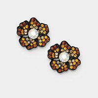 Crystal flower stud earrings