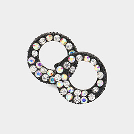 Crystal Paved Circle Stud Earrings