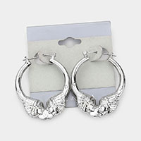 Metal Sphinx Hoop Pin Catch Earrings