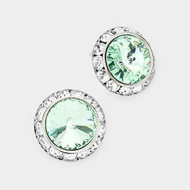 Rivoli Cut Genuine Crystal Round Stud Earrings