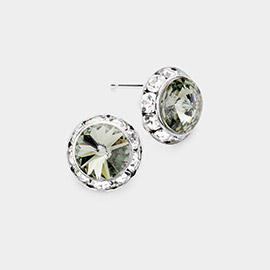 Rivoli Cut Genuine Crystal Round Stud Earrings