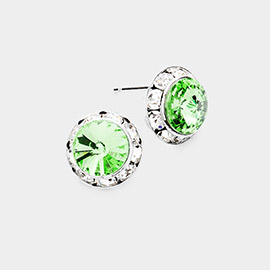 Rivoli Cut Genuine Crystal Round Stud Earrings