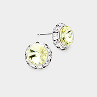 Rivoli Cut Genuine Crystal Round Stud Earrings