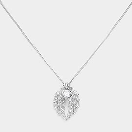 Crystal Wing Heart Bead Pendant Necklace